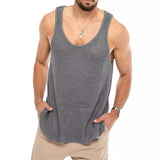 Fongt Spring And Summer Men's Casual Top Tank Top Sleeveless Knit Pure Color Men's Sweater