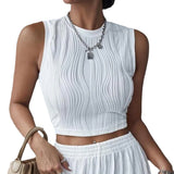 Fongt Women's Summer New Top T-Shirt Temperament Sleeveless T-Shirt Collar Leak Umbilical Vest Woman
