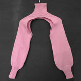 Fongt Autumn And Winter Explosion Women's Lantern Sleeve High-Necked Wool Sleeve Net Color Sweater