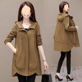 Women's Trench Coat Lady 2024 Spring And Autumn New Large Size Loose Thin Casual Versatile Long Coat Female Coat-Outfit