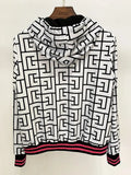 QUALITY Newest 2023 Fashion F/W Designer Jacket Women's Monogram Printed Velvet Hooded Bomber