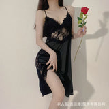 Sexy Pajamas Female Pure-Want-Sing Lace Sling Aja Syringe Aja Syringe Set Bare-Backed Hot Hollow Deep V Seduction