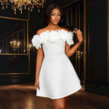 Fongt French Sweet One-Word Shoulder Petal A Dress Famous Banquet Dress Dresses Dresses