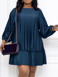 Women Spring Vestidos Casual O-Neck Pleated Hem Sarafans Party Retro Beach Dress Elegant Loose Mini Dress Robe
