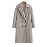 New Oversized Double-breasted Casual Faux Wool Coat Autumn Winter Women Outwear Long Sleeve Female Faux Woolen