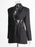 Advanced V-Neck Small Suit 2025 Summer New Temperament Design Girded Waist Splicing Coat