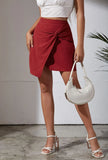 Fongt Summer New Women's Pure-Color High-Waisted Cotton Thrombony Tipper Irregular A-Word Half-Body