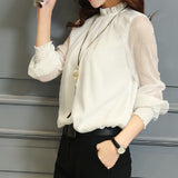 Fongt Spring And Summer New Lace Chiffon Coat Large Size Women's Mesh Yarn Leaf Side Long-Sleeved Bottom Shirt Shirt