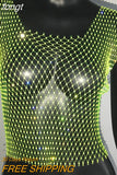 Sexy Mesh Crop Tops for Women 2023 Summer Rhinestones Fashion Party See Through Fishnet Tank Hollow Out Backless Top