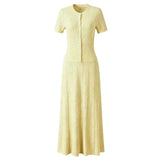 Fongt Retro Style Short-Sleeved Collar Knitted Hollow Pattern Dress Dress Dress Dress Dress Dress Dress
