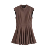 Fongt New Women's Collection Wave Wide Swing Mini Sleeveless Dress