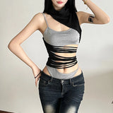 Fongt Spring And Summer New Women's High-Collar Design Irregular Sleeveless Vest Hot Girl Hollow Sexy Sweating