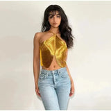 Fongt Wind Top 2025 Autumn And Winter New Out-To-Shoulder Fish Bone Slings Irregular Essohu Hanging Neck Vest Woman