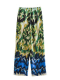 Fongt Women's Loose Wrapping Towel Printing Trousers 1830 1829