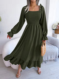 Shooting 2025 Spring And Summer Leisure Side Horn Sleeves Big Swing Lotus Leaf Side Dress Women's
