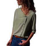 Tops And Blouses 2020 Fashion Long Sleeve Skew Collar Chiffon Blouse Casual Tops Plus Size Elegent Work Wear