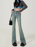 Fongt 2024 New Korean Version Of Horseshoe Pants Slim Show Thin Horn Pants-Outfit