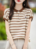 Fongt Polo Collar Short-Sleeved T-Shirt Women's 2025 New Fine-Spinning Wool Embroidered Age-Down Knitted Vest Top