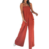 Fongt New Women's Solid Color Slings Folding Casual Temperament Commuting Jumpsuit