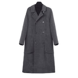 Fongt Coat Women's Long 2025 Autumn And Winter 2025 New Heben Popular Loose Over Knee Gray Thick Coat