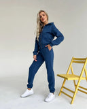 Fongt Autumn And Winter Plus Velvet Long-Sleeved Hooded Long-Sleeved Lady's Trousers Set