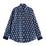 Fongt Homemade New Women's Dresses Geometric Pattern Printed Shirts Geometric Pattern Printed Pants