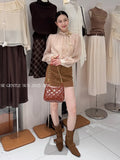 Fongt Xixi 2025 Autumn White Label Thin Temperament Elegant Lace Chiffon Shirt Long-Sleeved Shirt 89591