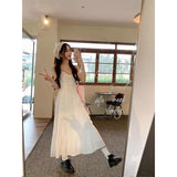 Pink Maxi Dress Women Vacation White Ruffles One Pieces Long Dresses Summer Sexy Strap Robe Korean Beach Bodycon Vestidos-Outfit
