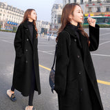 Fongt Coat Women's Long 2025 Autumn And Winter 2025 New Heben Popular Loose Over Knee Gray Thick Coat