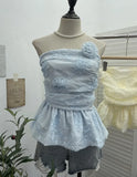 Fongt Bud Ponp-Upple Sling Vest With Three-Dimensional Flowers Shoulder-To-Heart Thai Top 9205