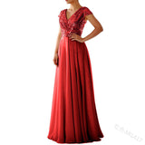 Fongt Spring And Summer New Dress Wishv Neck Chiffon Splicing Evening Dress Women's Dress