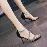 Fongt Small Sandals Women 2025 New Summer Heel With Skirt Water Drill With Temperament High Heels Fairy Wind