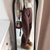 Fongt Jeans Women Plus Velvet Thick 2025 Autumn And Winter High-Waisted Narrow Version Of Straight Trousers Small Drag Broad Leg Pants