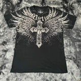 Fongt New T-Shirt Cross Wings Before And After Printing Round Neck Short-Sleeved Direct Selling Hot