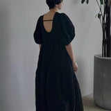 Short Sleeve Dresses Japanese Loose Casual Women Dress 2024 Spring Summer Vestidos Mujer Ruched Vestido Lazy Style Ropa-Outfit