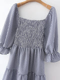 Fongt Women's Lattice Long Short-Sleeved Dress 9911