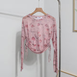 Real Shooting 2024 Summer New Long-Sleeved Short-Sleeved T-Shirt Sun Protection Shirt Thin Perspective Tie-Dye Mesh Hooder