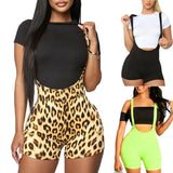 Fashion Womens Spandex Bib Shorts 2023 Summer Casual Solid Color High Waist Rompers