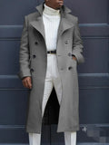 Fongt New Fashion Solid Color Collar Long-Sleeved Gentleman Coat Autumn And Winter Loose Coat In The Long Wind