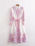 Fongt Women's Clothing Positioning Printing Long-Sleeved Shirt Dress 585