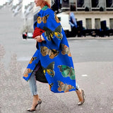Fongt Spring And Autumn Wishebay Long Horn Sleeve Coat Print Loose Wind Coat