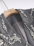Fashion Women Suit Dress Embroidered Flares Notched Collar Double Breasted Temperament Vestido Autumn 2024 New TH5639-Outfit