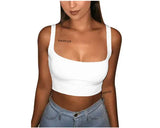Fongt Hot Style Casual High Elastic Pure Color Sexy Nightclub Small Vest Quality Version-Outfit