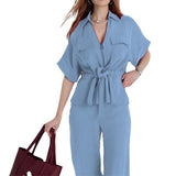 Fongt Summer 2025 Summer Commute Elegance Commute Elegance With V-Neck Tie Trousers Set