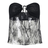 Fongt Lace T-Shirt Blouse 2024 Summer New Sexy Hottie Short