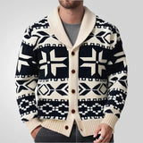 Fongt Men's Retro Heavy Industry Knitted Knitted Shirt Collar Thick Knit Sweater Coat