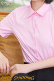 Woman Blouses 2023 V-neck Short Sleeve Solid Work Shirts Tops Pretty and Cheap Women's Blouse OL White Female