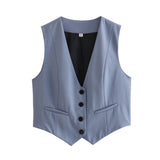 Fongt Summer New Women's Street Fashion Leisure Vest 15 Color V Collar Vest