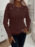 Fongt And Winter Button Design With Shoulder Sleeves Stifling Knitted Round-Neck Sweater