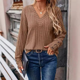 Fongt Women's Clothing 2025 Autumn And Winter New Ribs Pit Strip V-Neck Button Long-Sleeved Coat Woman